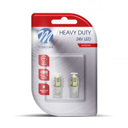 M-Tech W5W 24V T10 W1,2x9,5d LED 5xSMD5050 ΛΕΥΚΟ (ΚΑΡΦΩΤΟ ΑΚΑΛΥΚΟ) BLISTER 2ΤΕΜ. M-TECH