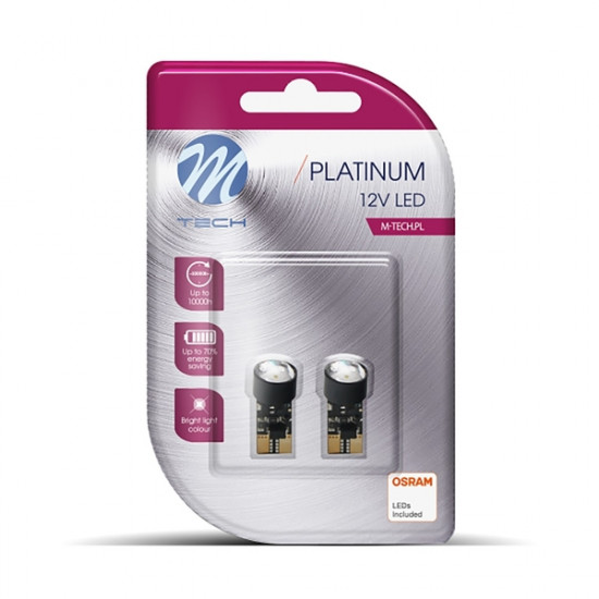 M-Tech W5W T10 12V W2.1x9.5d 2W 1xHP LED OSRAM OPTO ΛΕΥΚΟ CAN-BUS BLISTER 2ΤΕΜ. M-TECH