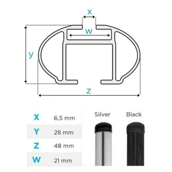 MENABO ΜΠΑΡΕΣ ΟΡΟΦΗΣ ΑΝΟΔΙΩΜΕΝΟΥ ΑΛΟΥΜΙΝΙΟΥ TIGER BLACK 120 cm MENABO (STANDARD - RAISED/FLUSH RAILS) - 2 ΤΕΜ.