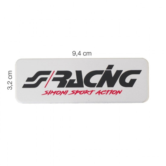 ΜΕΤΑΛΛΙΚΟ ΑΥΤΟΚΟΛΛΗΤΟ LOGO SIMONI RACING ΑΛΟΥΜΙΝΙΟΥ 94x32mm SIMONI RACING - 1ΤΕΜ.