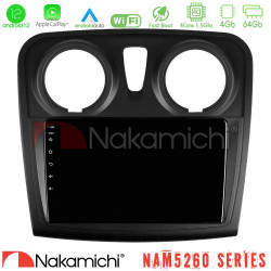 Nakamichi NAM5260 Series 4Core Android12 4+64GB Dacia Dokker 2014-2021 Navigation Multimedia Tablet 9 Με Carplay - Android Auto