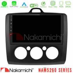 Nakamichi NAM5260 Series 4Core Android12 4+64GB Ford Focus Manual AC Navigation Multimedia Tablet 9 (Μαύρο Χρώμα) Με Carplay - Android Auto
