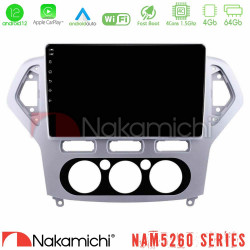 Nakamichi NAM5260 Series 4Core Android12 4+64GB Ford Mondeo 2007-2010 Manual A/C Navigation Multimedia Tablet 10 Με Carplay - Android Auto