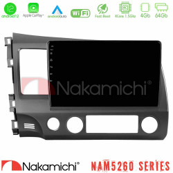 Nakamichi NAM5260 Series 4Core Android12 4+64GB Honda Civic 2006-2011 Navigation Multimedia Tablet 9 Με Carplay -amp; Android Auto