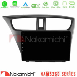 Nakamichi NAM5260 Series 4Core Android12 4+64GB Honda Civic Hatchback 2012-2015 Navigation Multimedia Tablet 9 Με Carplay -amp; Android Auto