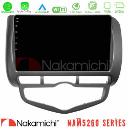 Nakamichi NAM5260 Series 4Core Android12 4+64GB Honda Jazz 2002-2008 (Auto A/C) Navigation Multimedia Tablet 9 Με Carplay -amp; Android Auto
