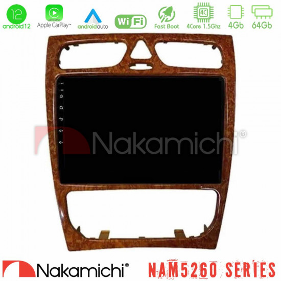 Nakamichi NAM5260 Series 4Core Android12 4+64GB Mercedes C Class (W203) Navigation Multimedia Tablet 9 (Wooden Style) Με Carplay -amp; Android Auto Nakamichi NAM5260 Series 4Core Android12 4+64GB Mercedes C Class (W203) Navigation Multimedia Tablet 9 (Wooden Style) Με Carplay -amp; Android Auto