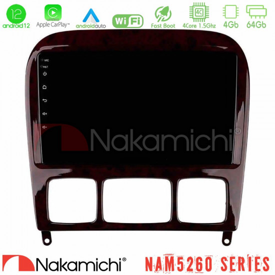 Nakamichi NAM5260 Series 4Core Android12 4+64GB Mercedes S Class 1999-2004 (W220) Navigation Multimedia Tablet 9 Με Carplay -amp; Android Auto Nakamichi NAM5260 Series 4Core Android12 4+64GB Mercedes S Class 1999-2004 (W220) Navigation Multimedia Tablet 9 Με Carplay -amp; Android Auto