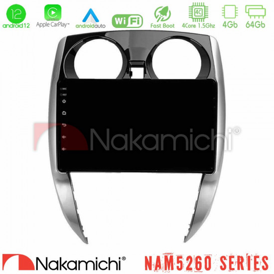 Nakamichi NAM5260 Series 4Core Android12 4+64GB Nissan Note 2013-2018 Navigation Multimedia Tablet 10 Με Carplay -amp; Android Auto