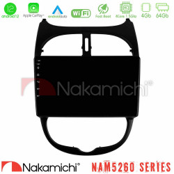 Nakamichi NAM5260 Series 4Core Android12 4+64GB Peugeot 206 Navigation Multimedia Tablet 9 Με Carplay -amp; Android Auto
