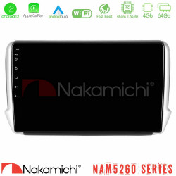 Nakamichi NAM5260 Series 4Core Android12 4+64GB Peugeot 208/2008 Navigation Multimedia Tablet 10 Με Carplay -amp; Android Auto