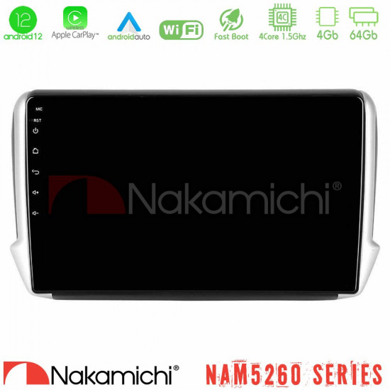 Nakamichi NAM5260 Series 4Core Android12 4+64GB Peugeot 208/2008 Navigation Multimedia Tablet 10 Με Carplay -amp; Android Auto Nakamichi NAM5260 Series 4Core Android12 4+64GB Peugeot 208/2008 Navigation Multimedia Tablet 10 Με Carplay -amp; Android Auto