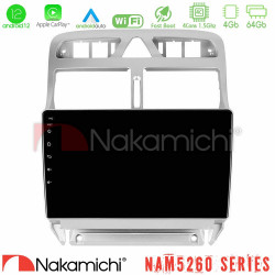 Nakamichi NAM5260 Series 4Core Android12 4+64GB Peugeot 307 2002-2008 Navigation Multimedia Tablet 9 Με Carplay -amp; Android Auto