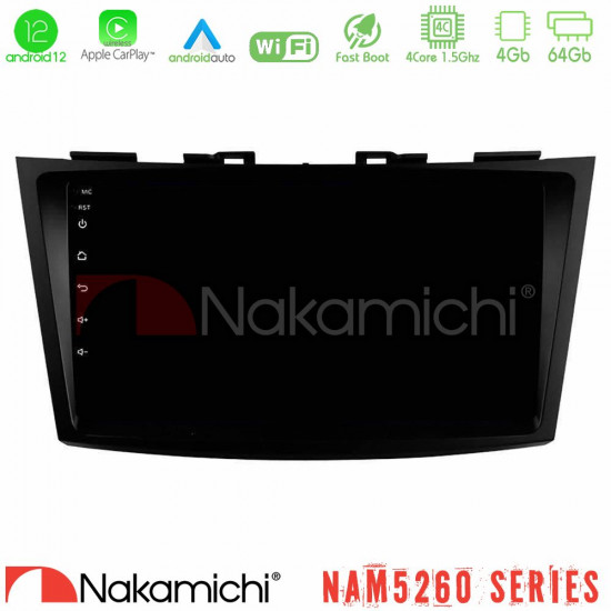 Nakamichi NAM5260 Series 4Core Android12 4+64GB Suzuki Swift 2011-2016 Navigation Multimedia Tablet 9 Με Carplay - Android Auto