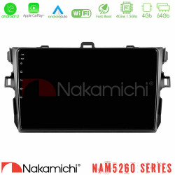Nakamichi NAM5260 Series 4Core Android12 4+64GB Toyota Corolla 2007-2012 Navigation Multimedia Tablet 9 Με Carplay - Android Auto