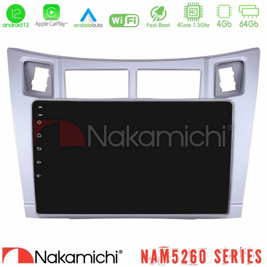 Nakamichi NAM5260 Series 4Core Android12 4+64GB Toyota Yaris Navigation Multimedia Tablet 9 (Ασημί Χρώμα) Με Carplay - Android Auto Nakamichi NAM5260 Series 4Core Android12 4+64GB Toyota Yaris Navigation Multimedia Tablet 9 (Ασημί Χρώμα) Με Carplay - Android Auto