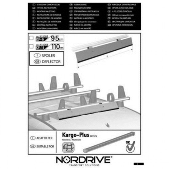 Nordrive Ανεμοθραύστες Αλουμινίου 110cm για μπάρες Οροφής KARGO