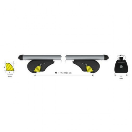 Nordrive ΜΠΑΡΕΣ ΟΡΟΦΗΣ ΓΙΑ S/W RAIL-TOP ΑΛΟΥΜΙΝΙΟΥ 120cm ΜΕ ΚΛΕΙΔΙ 2τεμ.