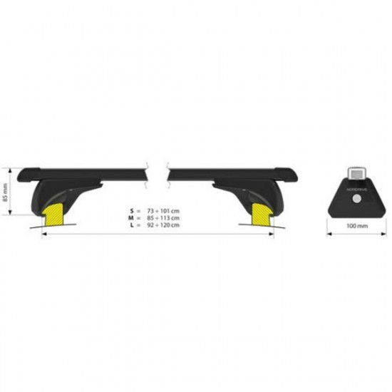 Nordrive Μπάρες Οροφής  (L) 127cm IN RAIL STEEL Σιδερένιες 2τεμ. με κλειδαριές για οχήματα με FLUSH RAILING