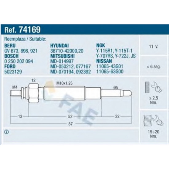 ΠΡΟΘΕΡΜΑΝΤΗΡΑΣ ΚΑΥΣΙΜΟΥ DIESEL E 74169 FAE