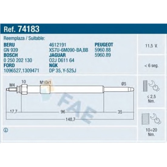 ΠΡΟΘΕΡΜΑΝΤΗΡΑΣ ΚΑΥΣΙΜΟΥ DIESEL E 74183 FAE