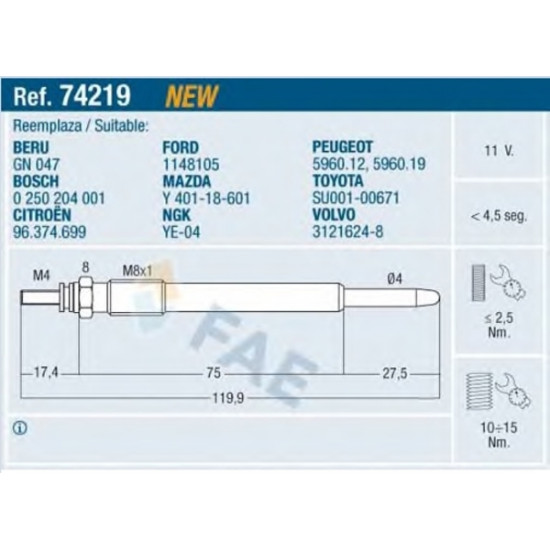 ΠΡΟΘΕΡΜΑΝΤΗΡΑΣ ΚΑΥΣΙΜΟΥ DIESEL E 74219 FAE