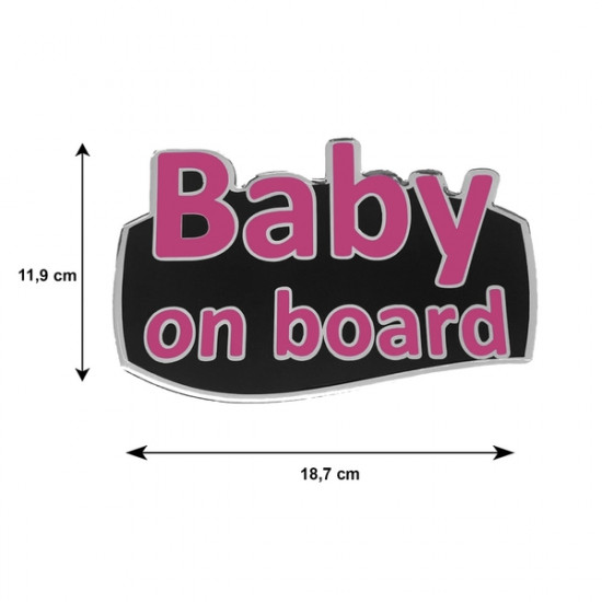 Race Axion BABY ON BOARD ΑΥΤΟΚΟΛΛΗΤΟ ΕΞΩΤΕΡΙΚΗΣ ΧΡΗΣΗΣ 18,7 Χ 11,9 cm ΦΟΥΞΙΑ/ΜΑΥΡΟ/ΧΡΩΜΙΟ ΜΕ ΕΠΙΚΑΛΥΨΗ ΕΠΟΞΕΙΔΙΚΗΣ ΡΥΤΙΝΗΣ (ΥΓΡΟ ΓΥΑΛΙ) - 1 ΤΕΜ.