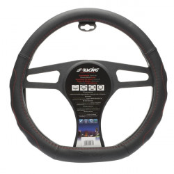 Simoni Racing ΚΑΛΥΜΜΑ ΤΙΜΟΝΙΟΥ COMPE ΜΑΥΡΟ ΜΕ ΚΟΚΚΙΝΗ ΡΑΦΗ 37>39cm  ΔΕΡΜΑΤΙΝΗ