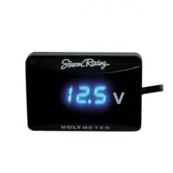 Simoni Racing ΒΟΛΤΟΜΕΤΡΟ ΜΠΑΤΑΡΙΑΣ ΨΗΦΙΑΚΟ 12/24V 50X35 mm ΜΕ ΦΙΣ ΑΝΑΠΤΗΡΑ (ΜΑΥΡΟ ΜΕ ΜΠΛΕ LED)