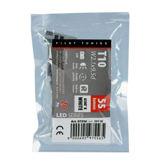 T10 24V W2,1x9,5d 10x28mm 55lm 8SMDx3chips LED ΛΕΥΚΟ (ΚΑΡΦΩΤΟ/ CAN-BUS / ΔΙΠΛΗΣ ΠΟΛΙΚΟΤΗΤΑΣ) 20ΤΕΜ. T10 24V W2,1x9,5d 10x28mm 55lm 8SMDx3chips LED ΛΕΥΚΟ (ΚΑΡΦΩΤΟ/ CAN-BUS / ΔΙΠΛΗΣ ΠΟΛΙΚΟΤΗΤΑΣ) 20ΤΕΜ.