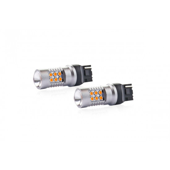 T20 W21W CANBUS 12/24V 6,2W LED 24xSMD3030 ΚΙΤΡΙΝΟ  5600K 18x56mm 2ΤΕΜ.