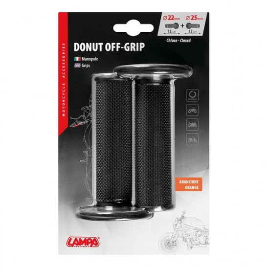 ΧΕΡΟΥΛΙΑ MOTO DONUT OFF-ROAD ΜΑΥΡΑ/ΠΟΡΤΟΚΑΛΙ 22MM+25MM 12CM 2ΤΕΜ